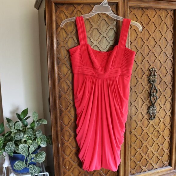BCBG MaxAzria Draped Bubble Hem Mini Dress Style ACJ6H229 - Red, Size S - Picture 3 of 16